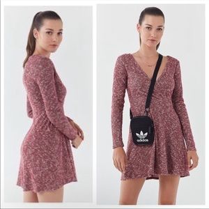 Urban Outfitters UO Mauve Faux Wrap Ribbed Sweater Dress Cozy